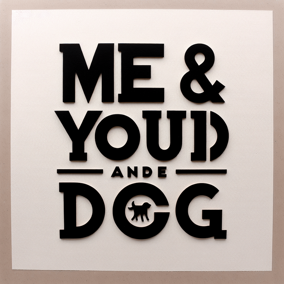 me and you and the dog phrase in black and white letters text effect image