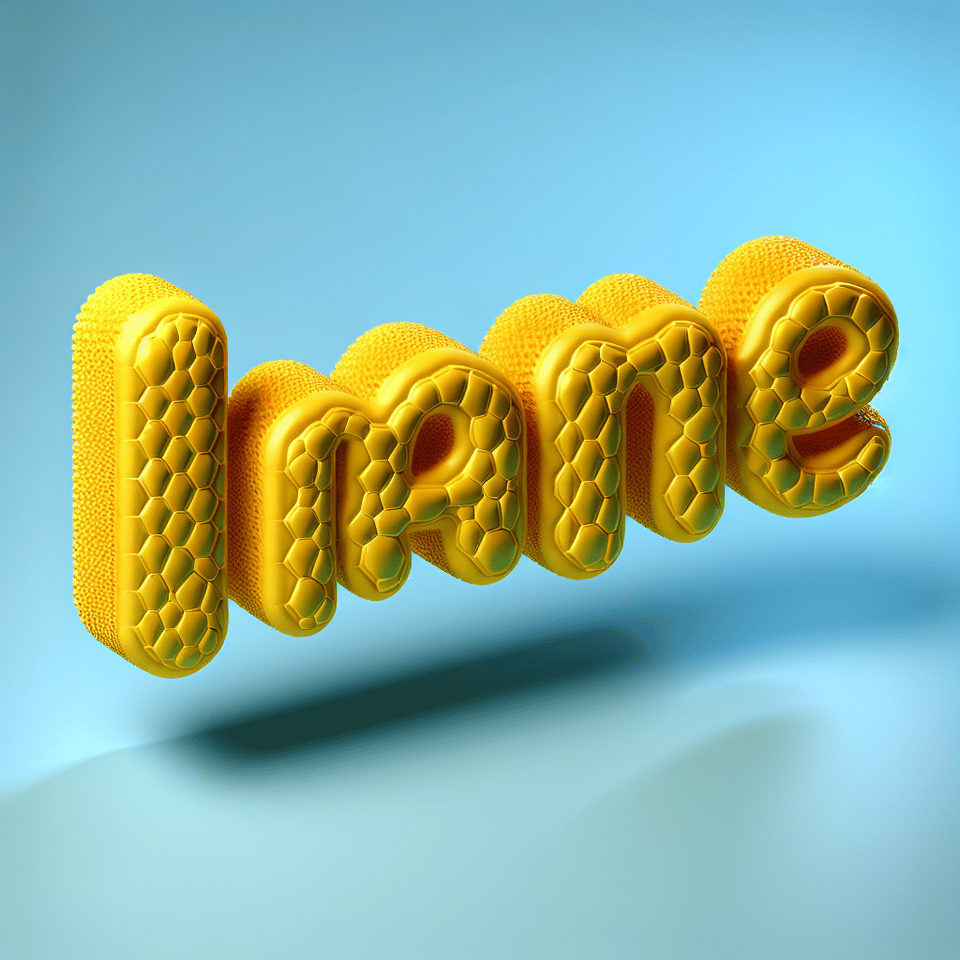 honeycomb candy text written in yellow color in ballon texture text effect image