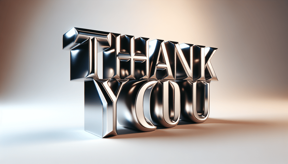 THANK YOU, 3d render text effect image