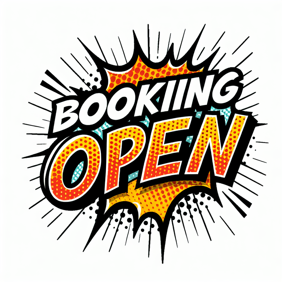 text BOOKING open comic style text effect on white background text effect image