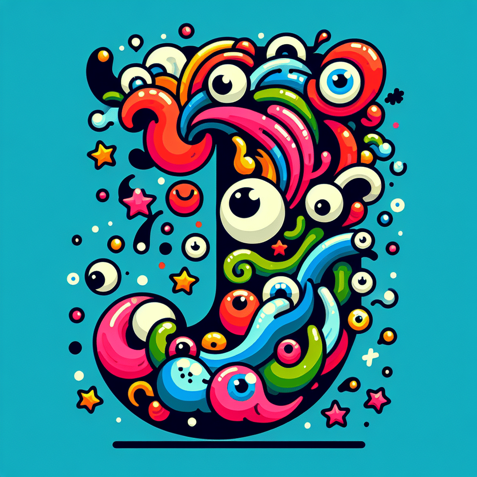 Make J with cartoon character text effect image