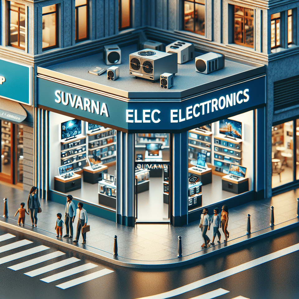 Designing a shop name involves considering various factors such as the target audience, the type of products or services offered, and the brand identity you want to convey. Here's a design concept for Suvarna Electronics: text effect image