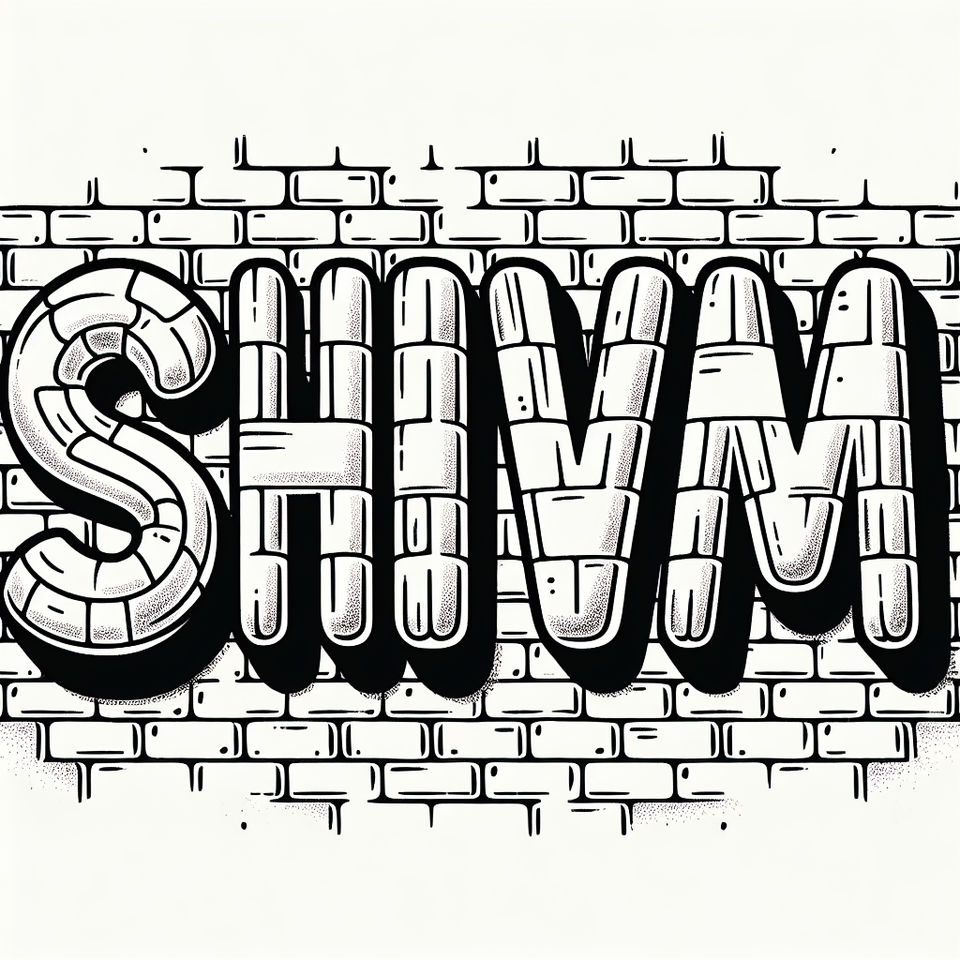 The Name Shivam written on a wall , in Amatic SC font, illustration text effect image