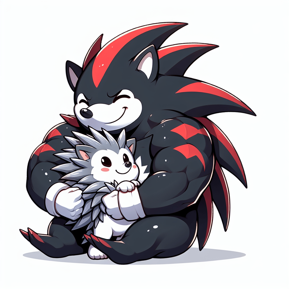 shadow the hedgehog hugging silver the hedgehog from the back text effect image