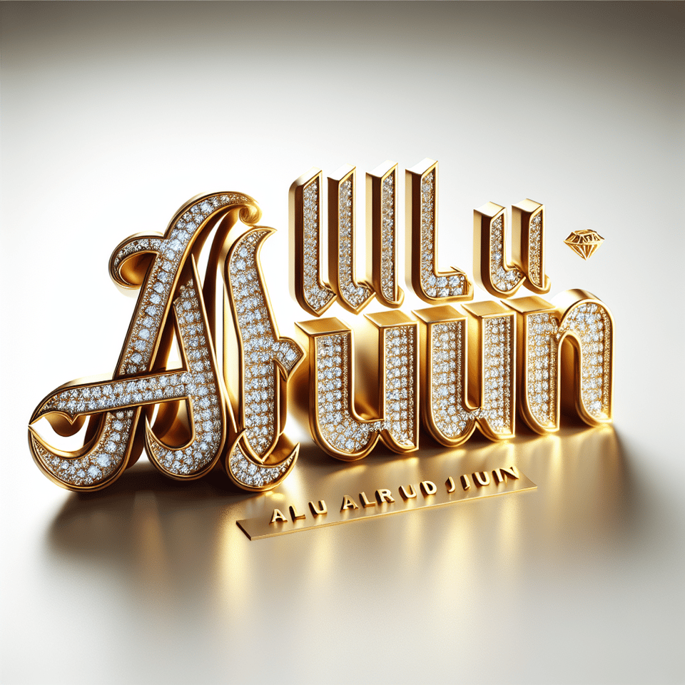 text Allu Arjun golden luxury text effect with diamond on white background text effect image