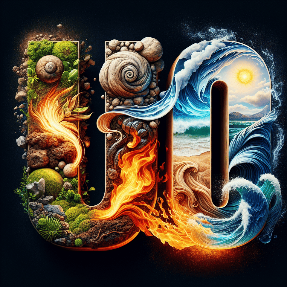 LUDO written in earth air fire water elements theme text effect image