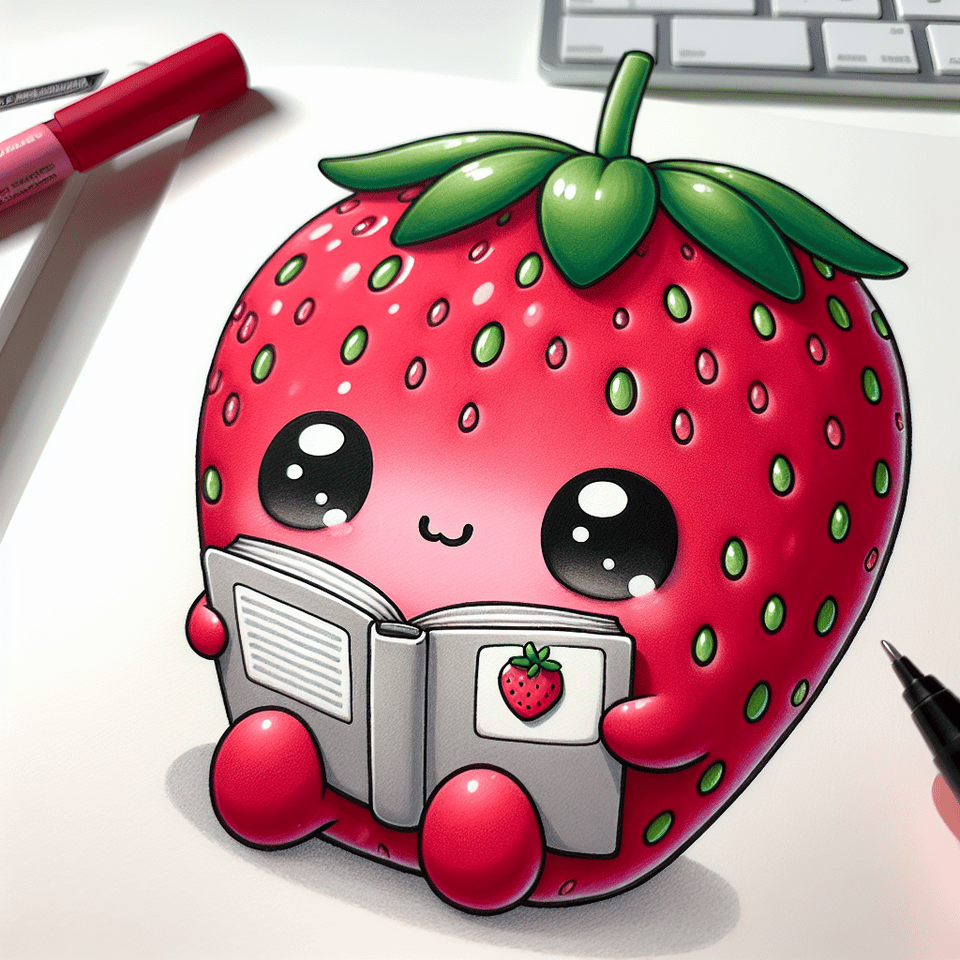 Cute Kawaii strawberry read GIRL, isolated design on white background text effect image