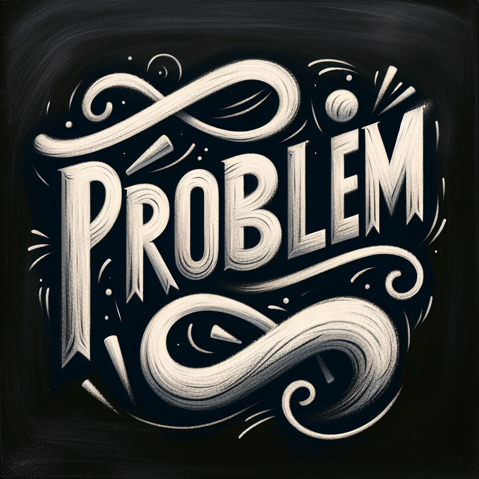 A whimsical chalkboard illustration featuring the text PROBLEM in bold, playful letters. text effect image
