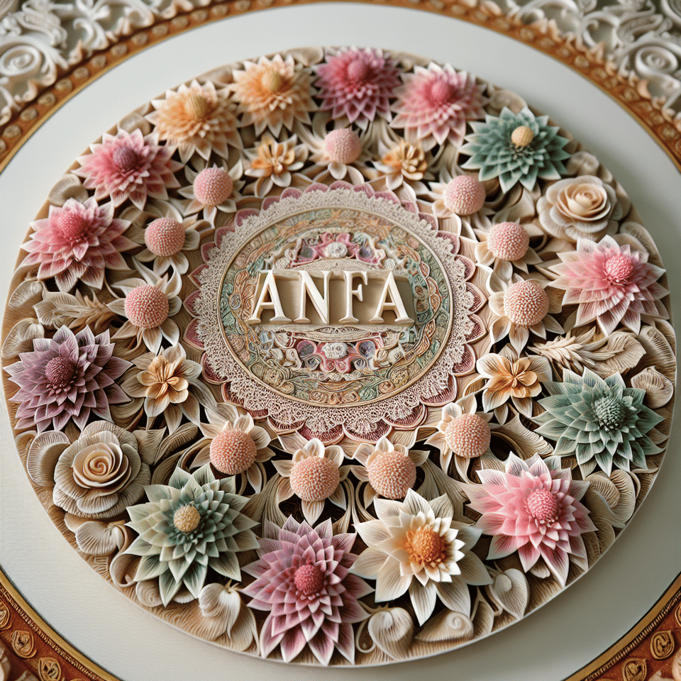 The centerpiece is artfully arranged in a circular pattern, with the text Ana elegantly written in delicate pastel colors, seamlessly integrating with the floral design. text effect image