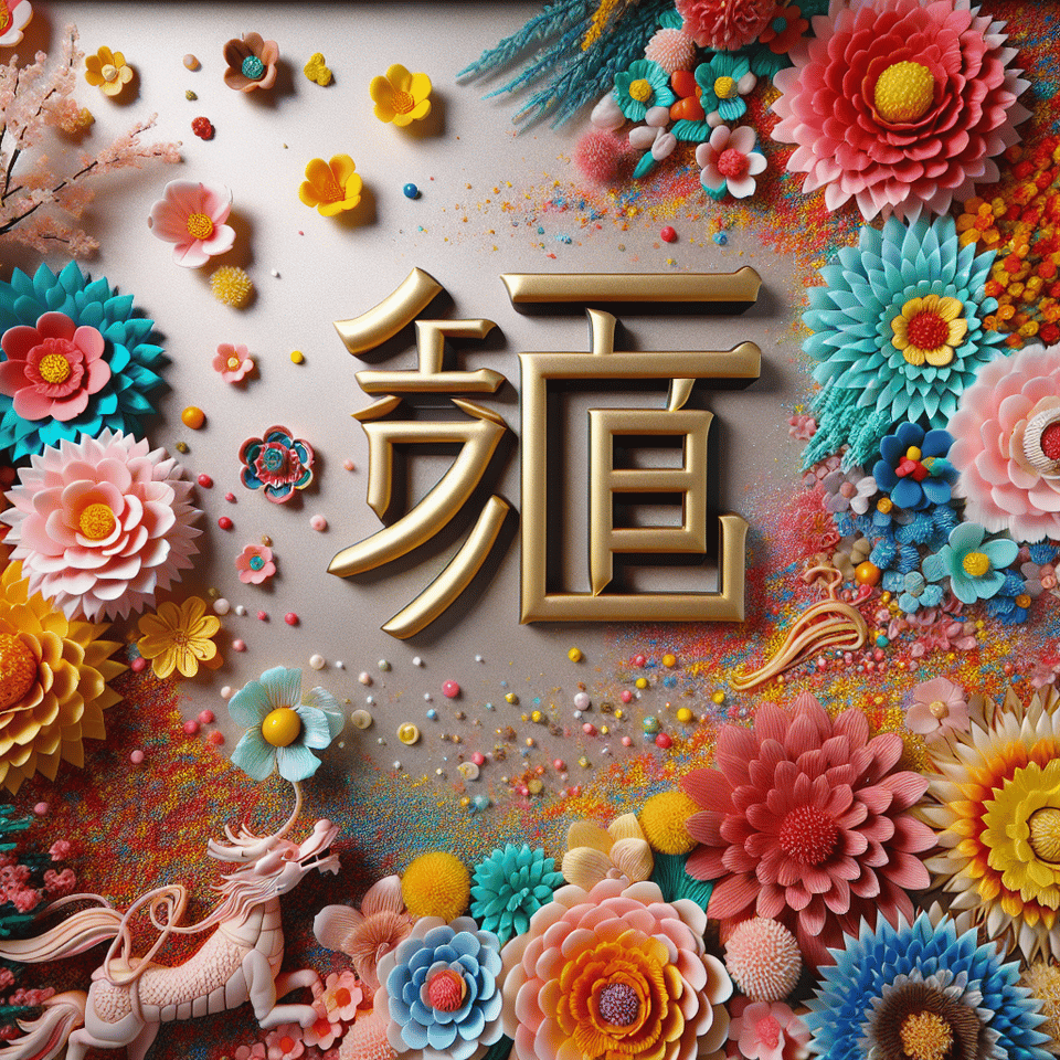 Name 蜜蜂公爵 written on the background, small colorful touches of 3D paint and with colorful flowers and pink text effect image