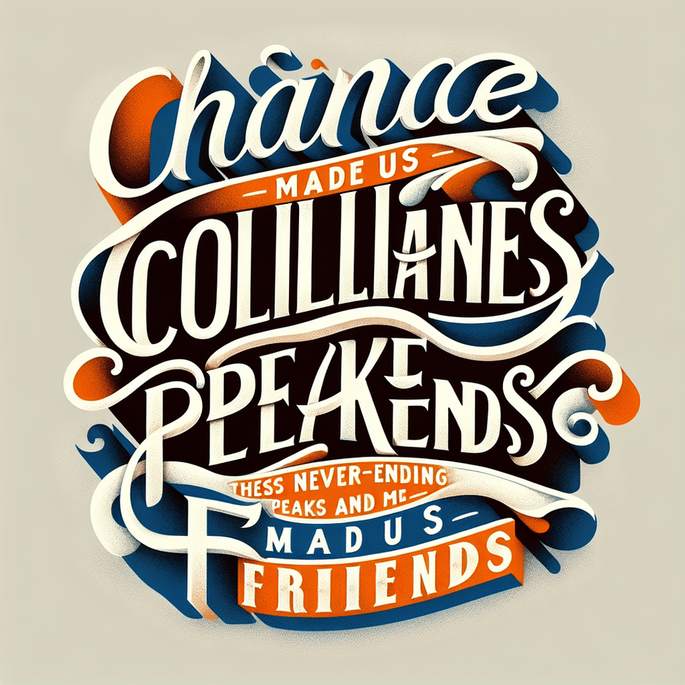 Chance made us colleague But These never ending peaks and Month Ends made Us Friends, typography text effect image