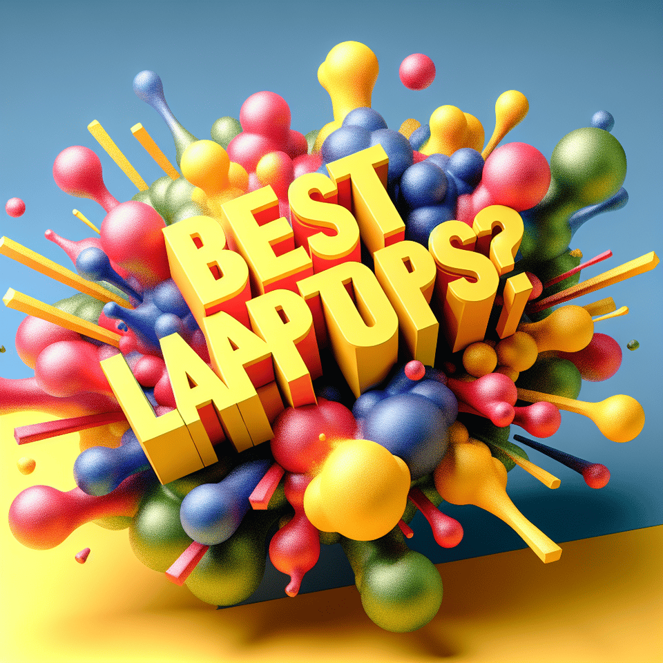 Text Best Laptops ? yellow colorful splash 3d text and simple text effect image