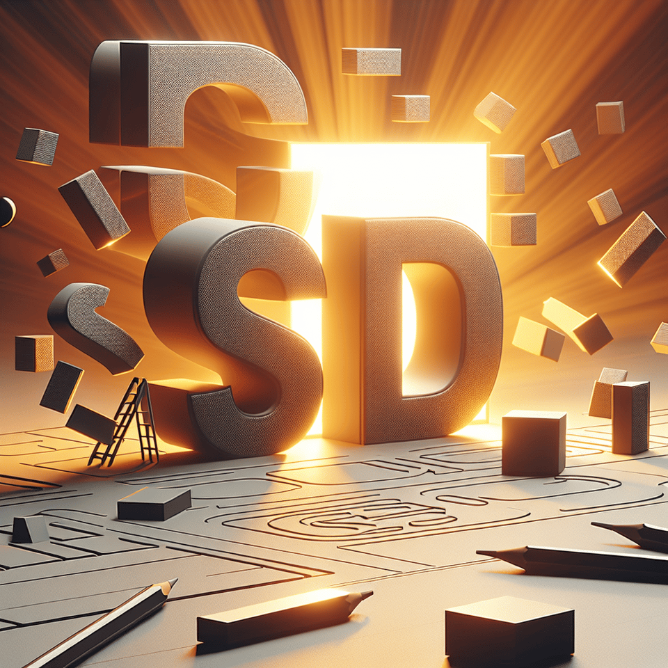 Logo letters s and d, 3d render, typography, photo, poster text effect image