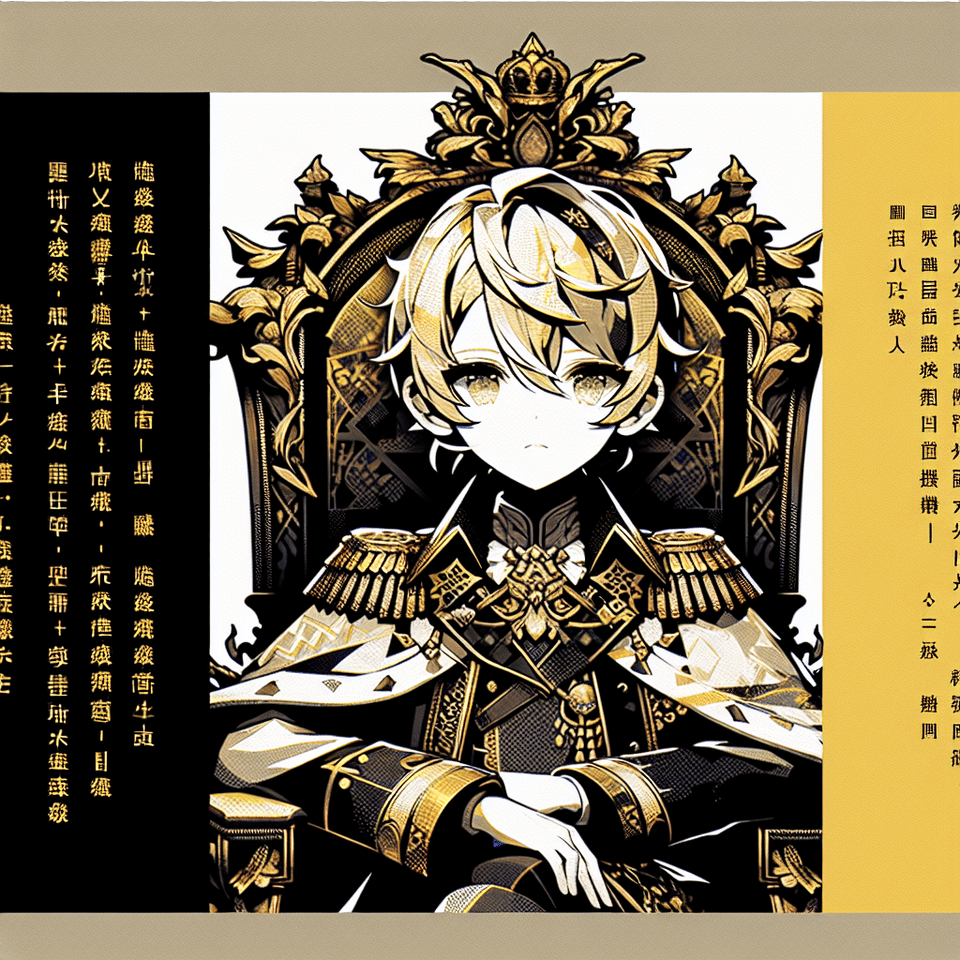 prince sitting anime with a yellow text sid text effect image