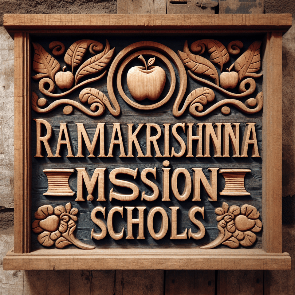 Wooden Text Ramakrishna Mission Schools text effect image
