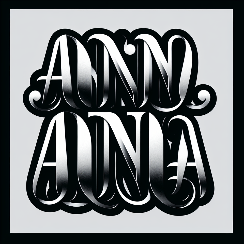 Luxurious and sophisticated black font features the text Anna. text effect image