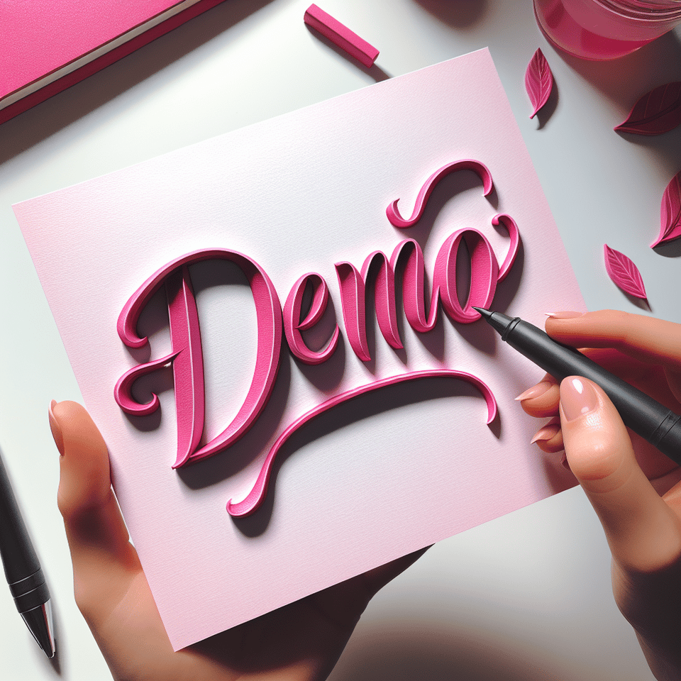 The word Demo is written in a realistic cursive font, with each letter in bright pink. text effect image