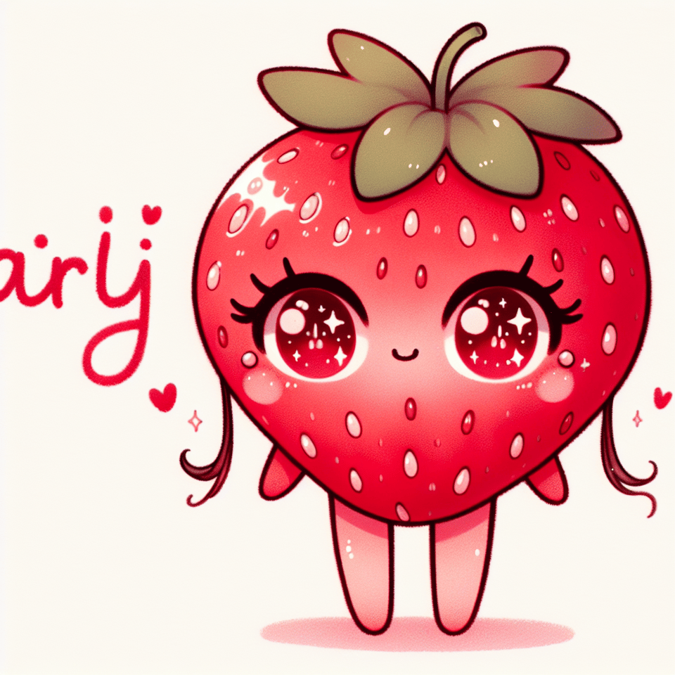 Cute kawaii strawberry with name girl, isolated design on white background. text effect image