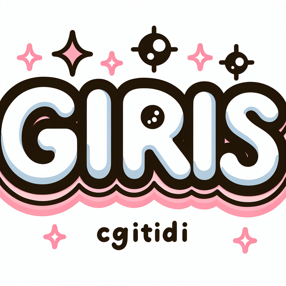 Cute kawaii style text saying Girls, isolated design on white background. text effect image