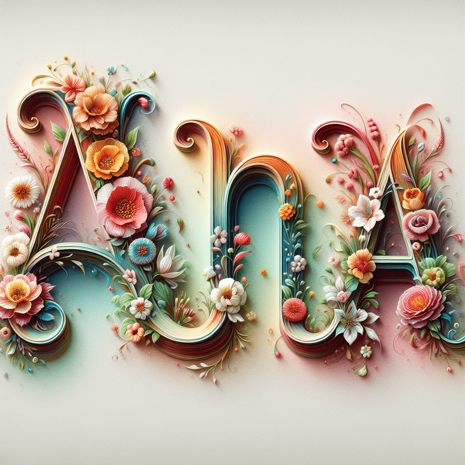 The word Ana is written in delicate pastel colors and decorated with flowers. text effect image