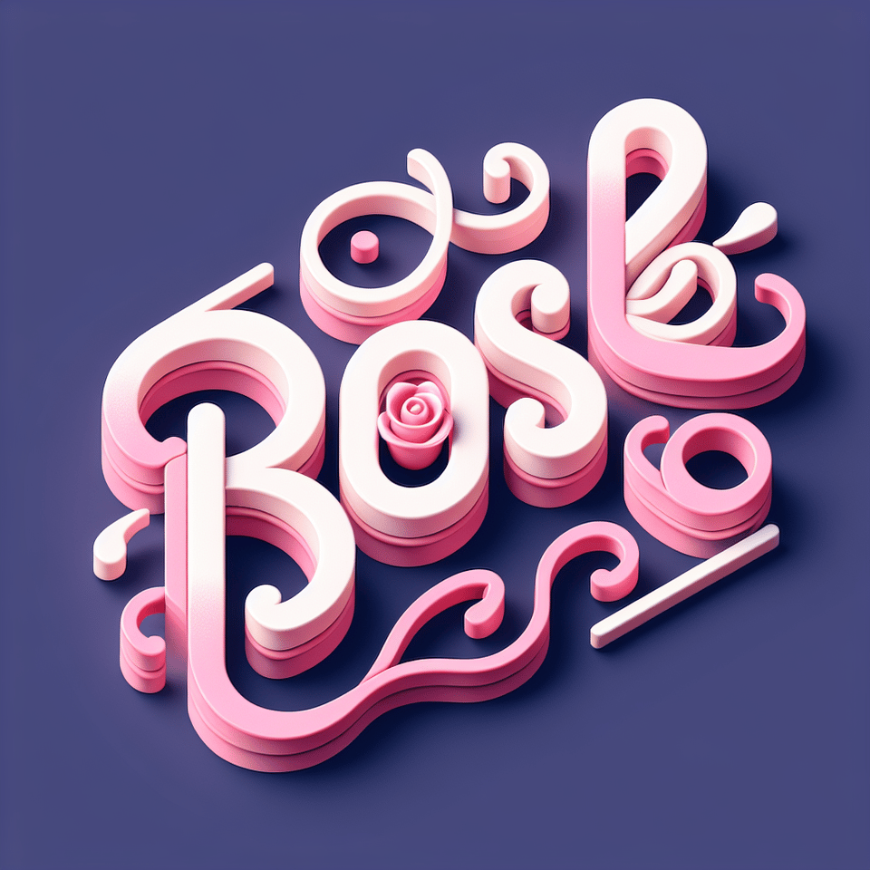 Charming and sophisticated 3D text ROSE written in bright light pink and white font. text effect image