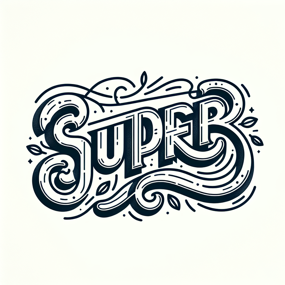 Super text written in delicate and decorative font on white background. text effect image