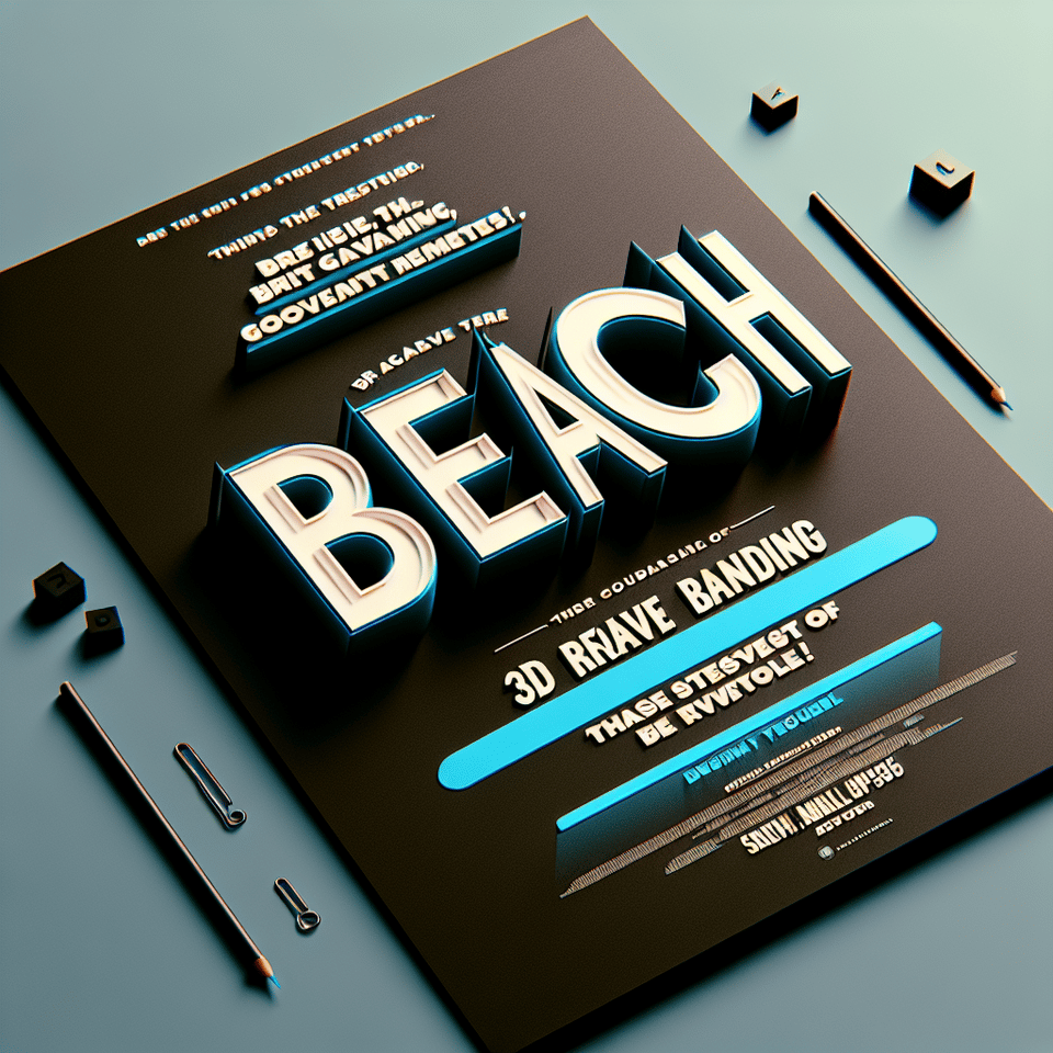Movie poster style, 3D rendering writing Beach text text effect image