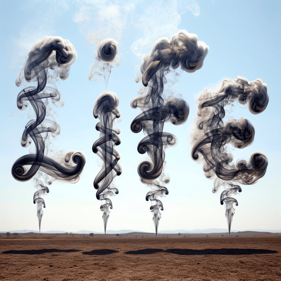 The word LIFE is written in swirling smoke, each letter tumbling and dissipating. text effect image
