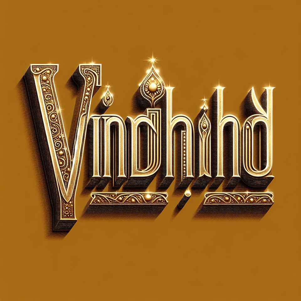 the word  Vrindhavan   in samarak font with golden colour text effect image