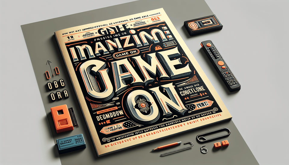 write game on as a magazine title, typography text effect image