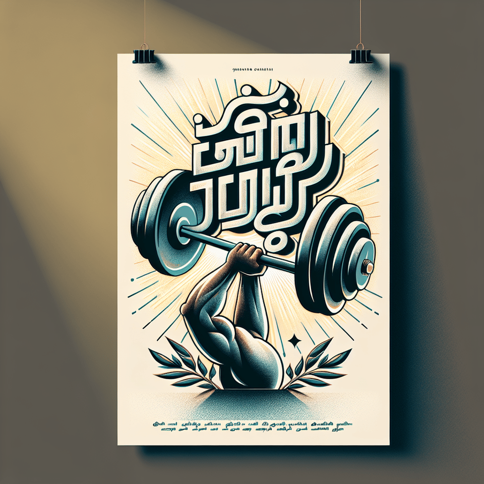 Tamil text lifting dumbbell, typography, poster text effect image