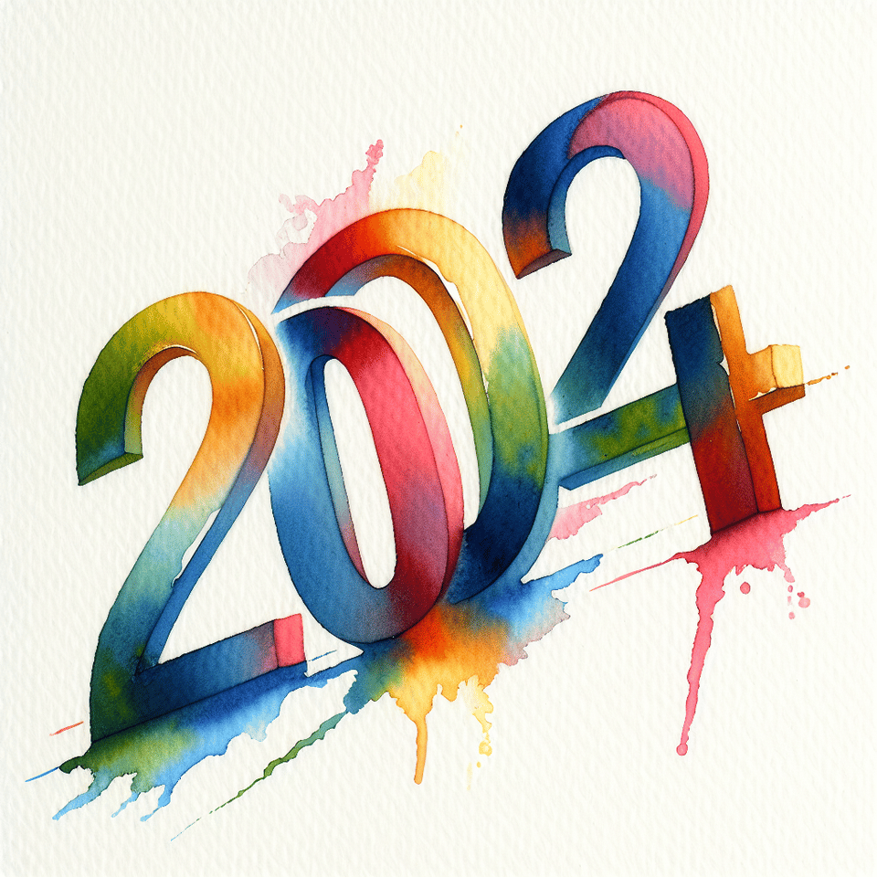 text 2024 beautiful watercolor lettering on white background text effect image