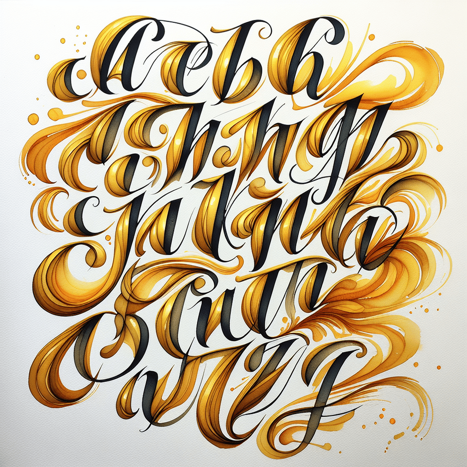 text GOLDEN beautiful watercolor lettering on white background text effect image