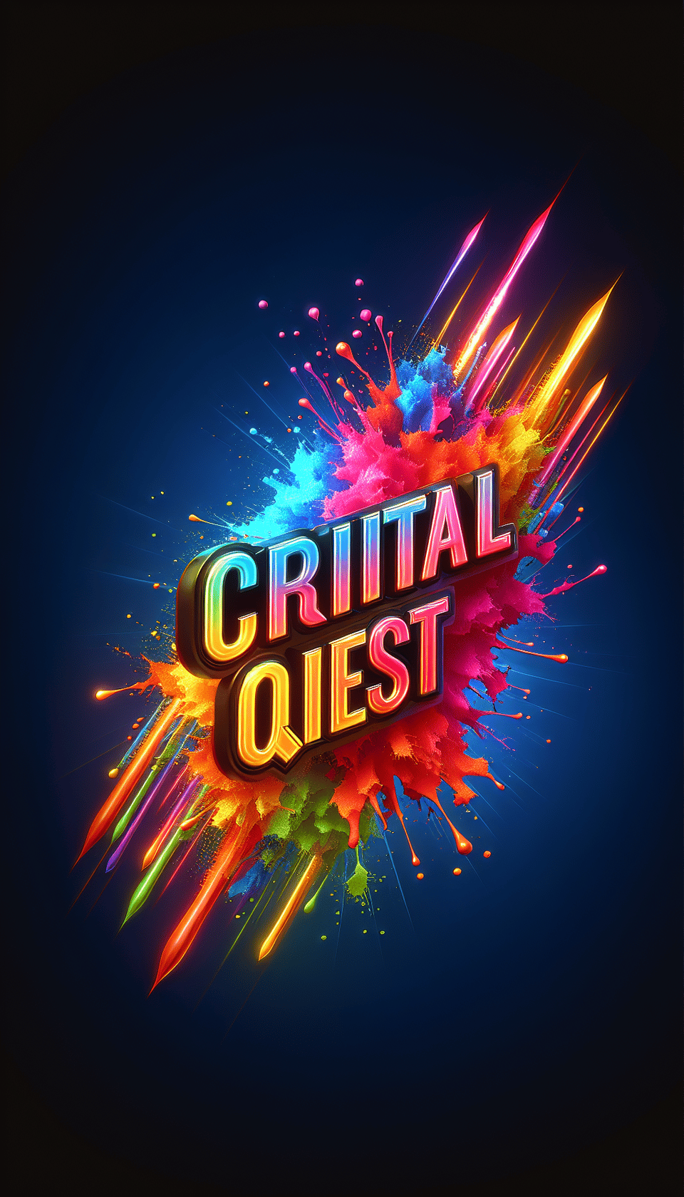 Text CRITICAL QUEST colorful splash 3d text and neon effect text effect image