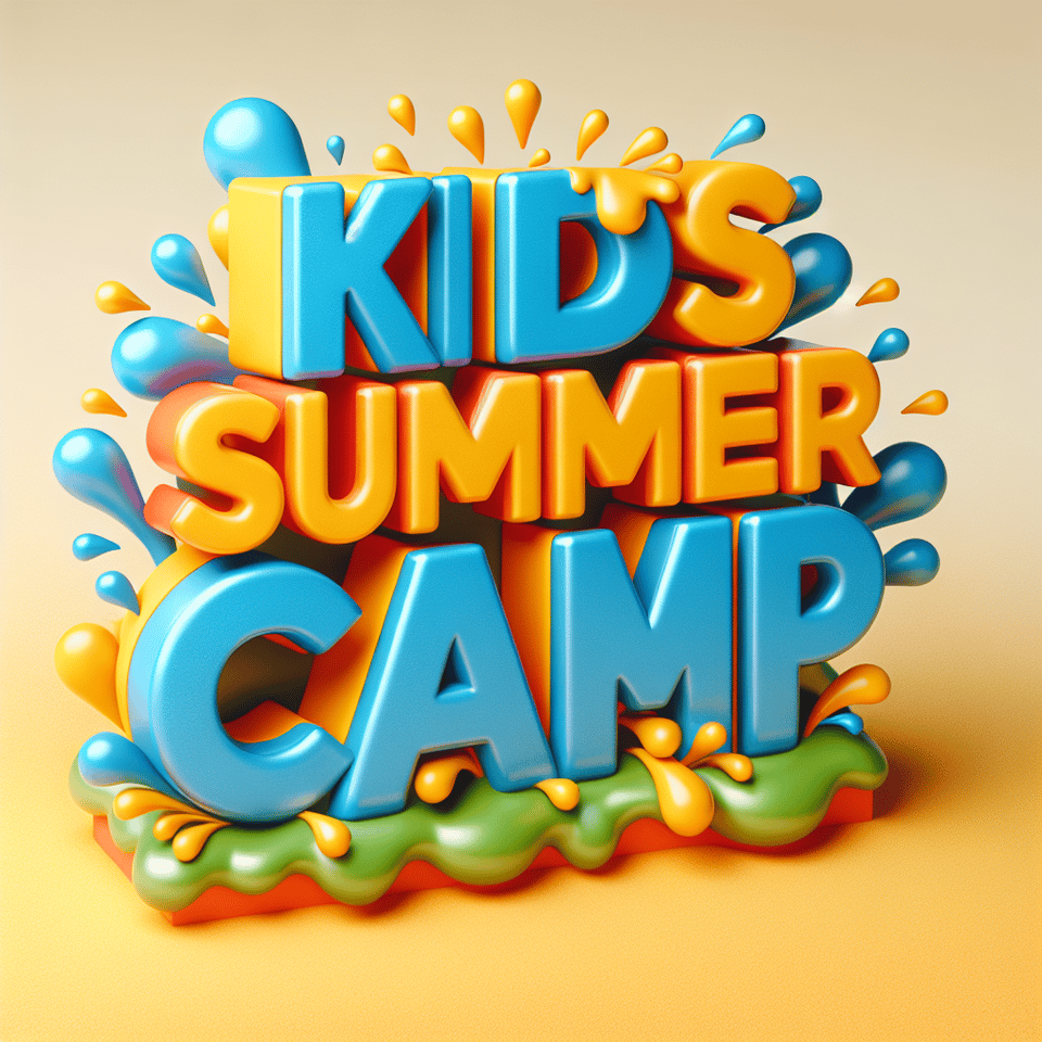 Text KIDS SUMMER CAMP summer splash 3d text text effect image