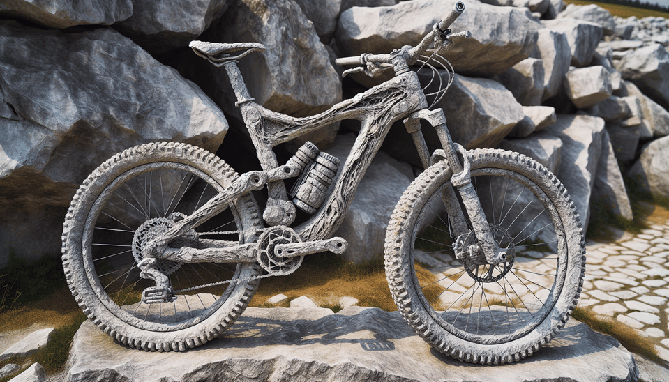 write (MOUNTAIN BIKES) as if it was made up with stones text effect image