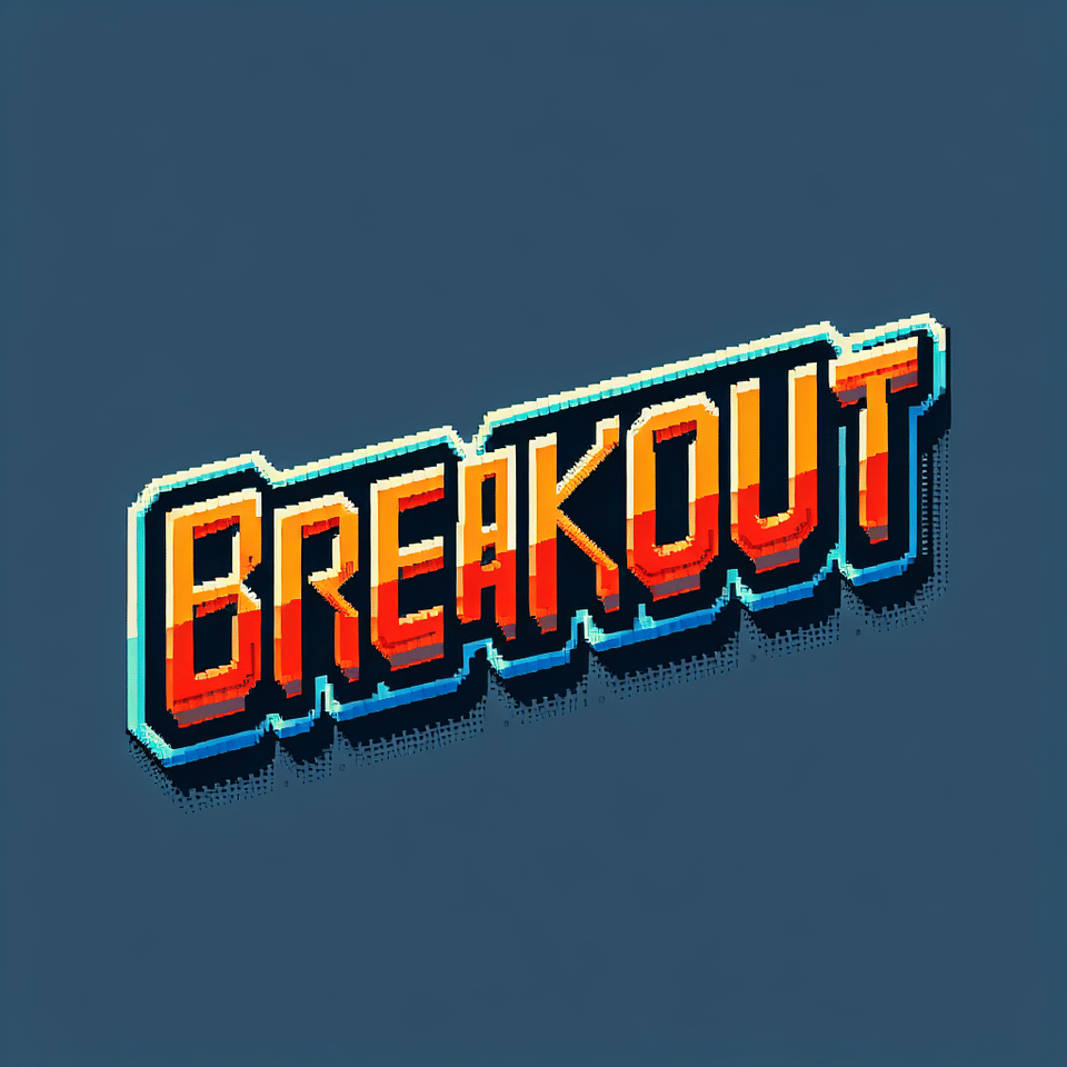 BREAKOUT WRITTEN IN A GAMING FONT THEME text effect image