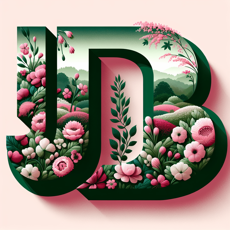 JDB SKETCH in a stylish way and a pink and green flowers background text effect image
