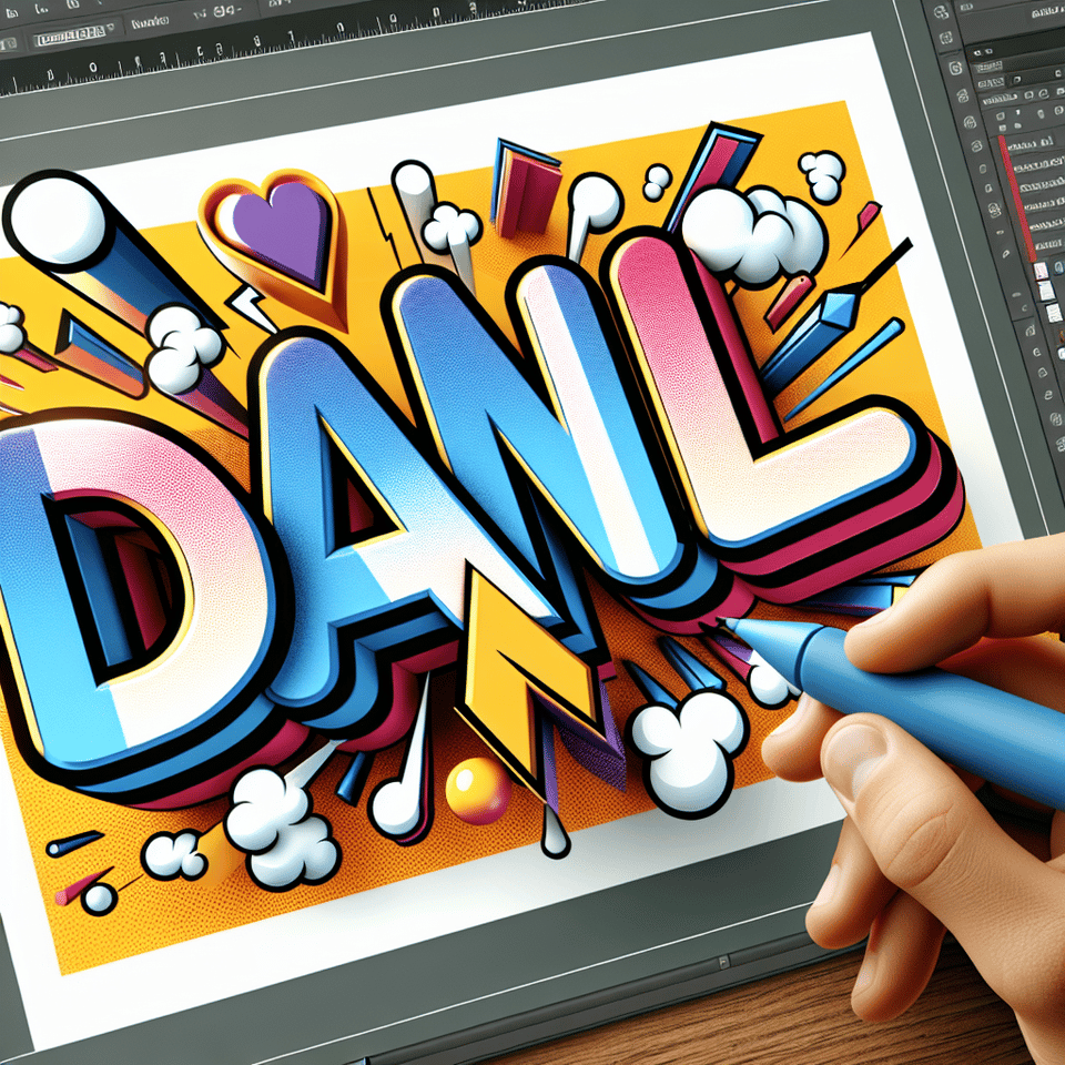 Buat nama DANIL dengan kartun dan efek komik, 3d render text effect image