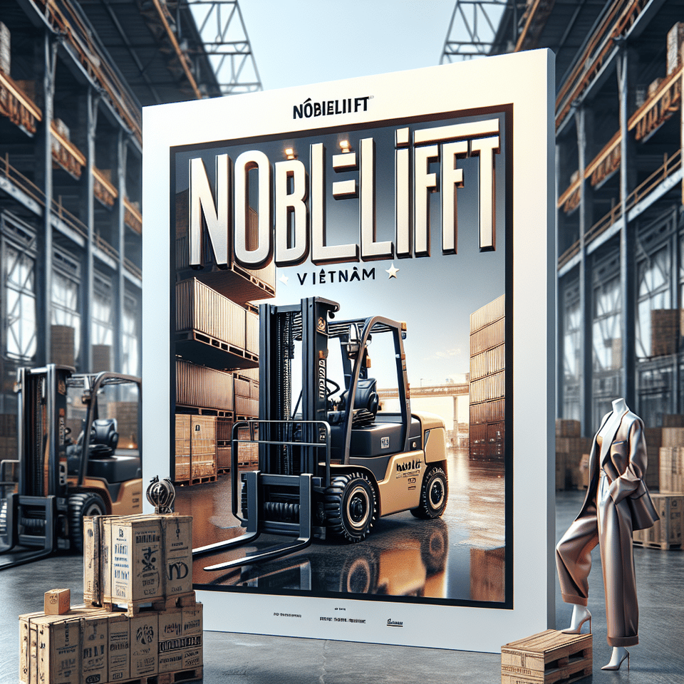 xe nâng hàng và logo noblelift việt nam , photo, poster, fashion, typography, illustration, 3d render, portrait photography, architecture text effect image