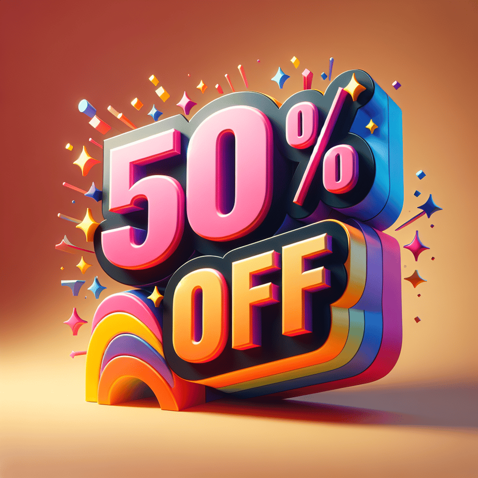 50% off text effect image