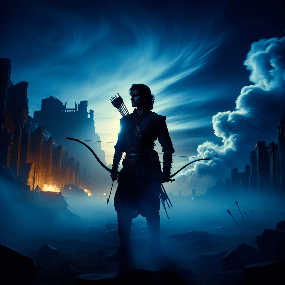 ARJUN, cinematic, dark fantasy text effect image