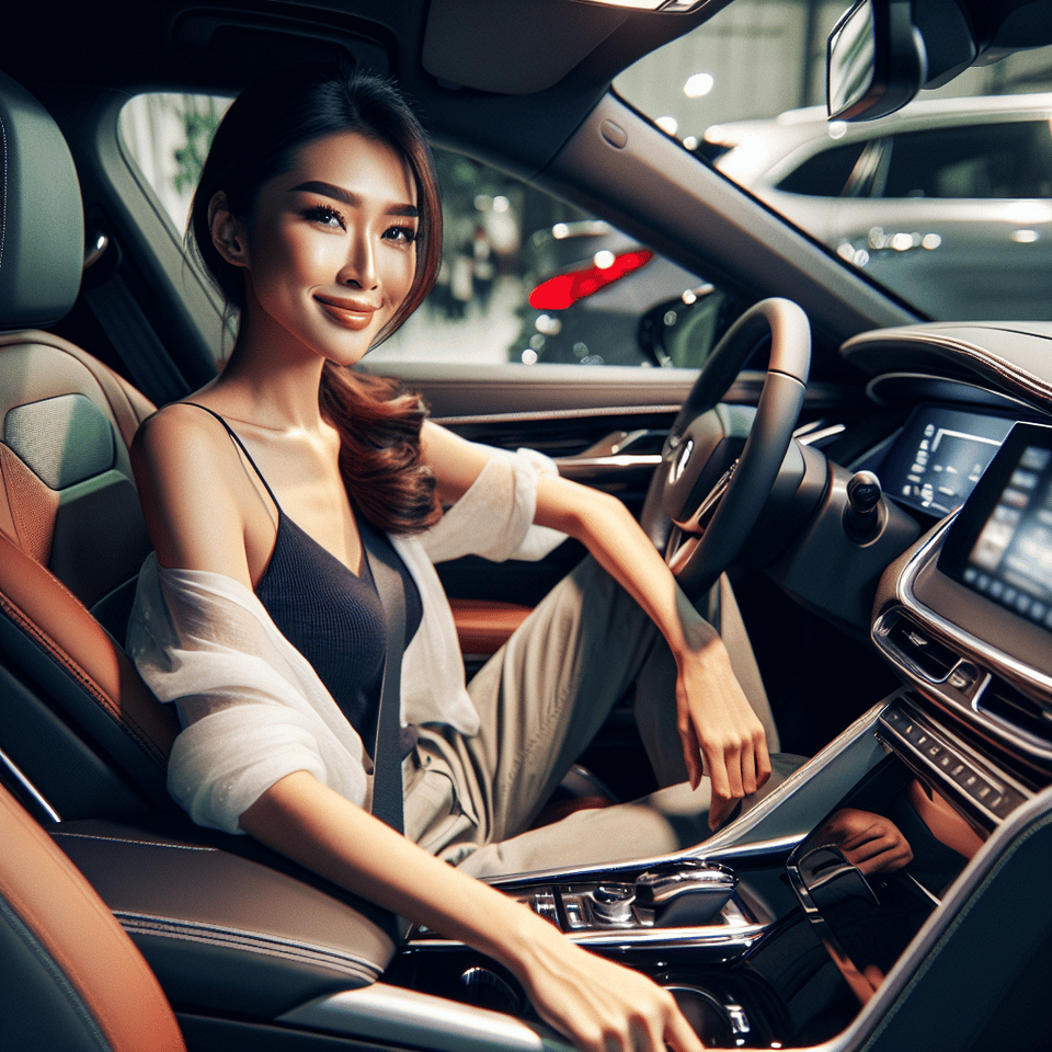 A hoty girl in car text effect image