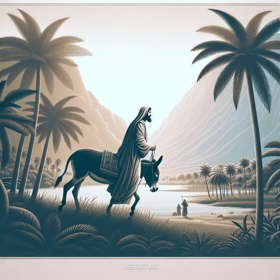 Decorated with palm trees and Jesus riding on a donkey ,title HOSSANA, photo, poster text effect image