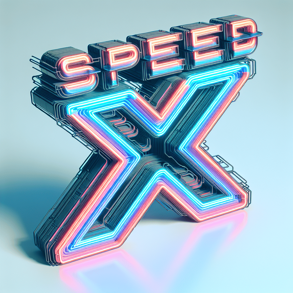 Text SPEED X cyberpunk style, three-dimensional, Neon effect, fluid within text, light background text effect image