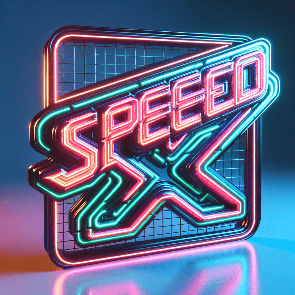 Text SPEED X cyberpunk style, three-dimensional, Neon effect, fluid within text, light background text effect image