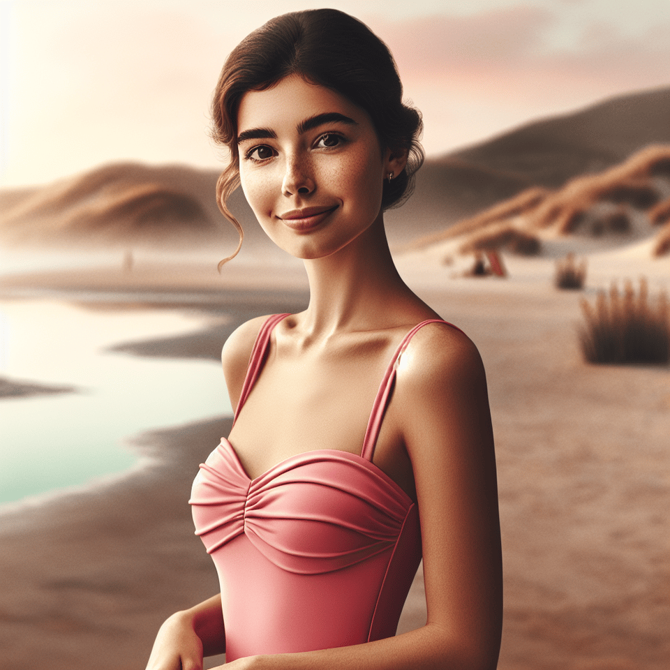 cute lady who were a pink ,swimsuit, photo text effect image
