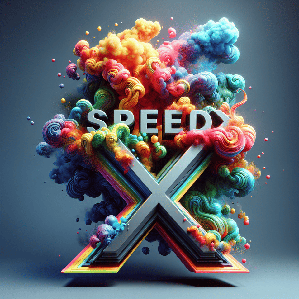 Text SPEED X colorful splash 3d text and smoky background text effect image