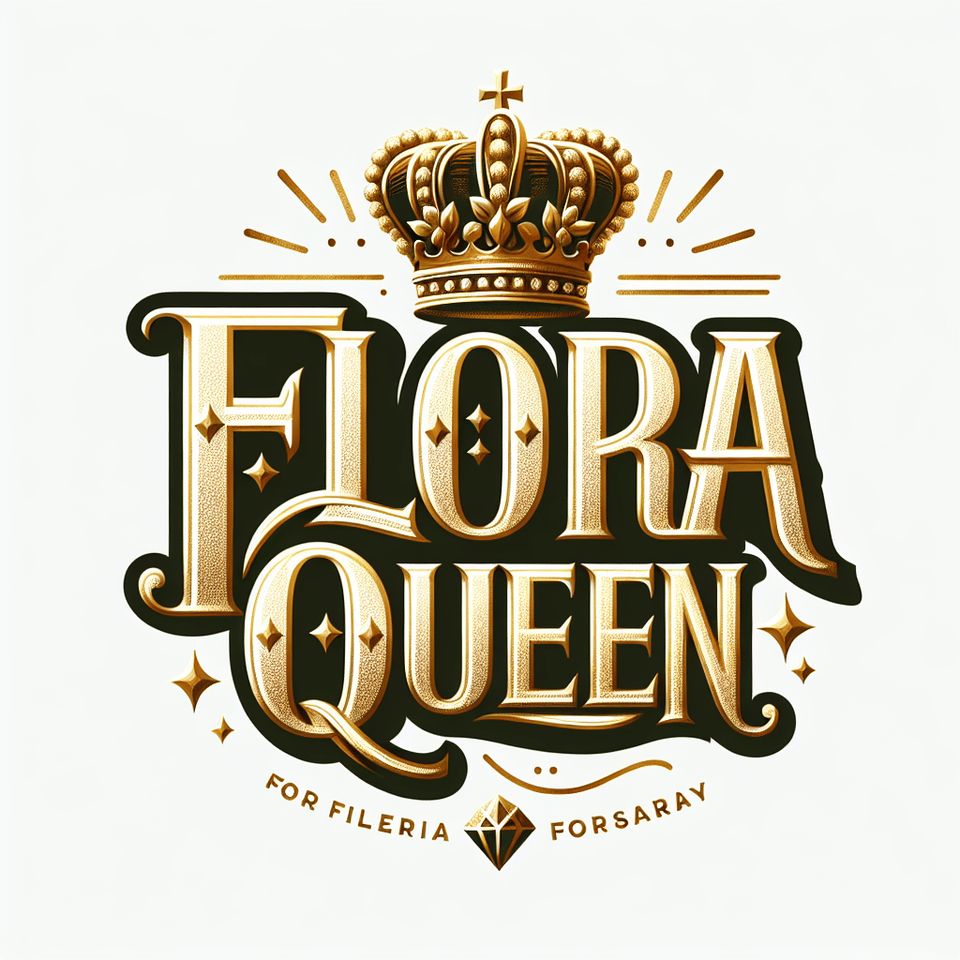 text flora queen golden luxury text effect with crown and diamond on white background text effect image