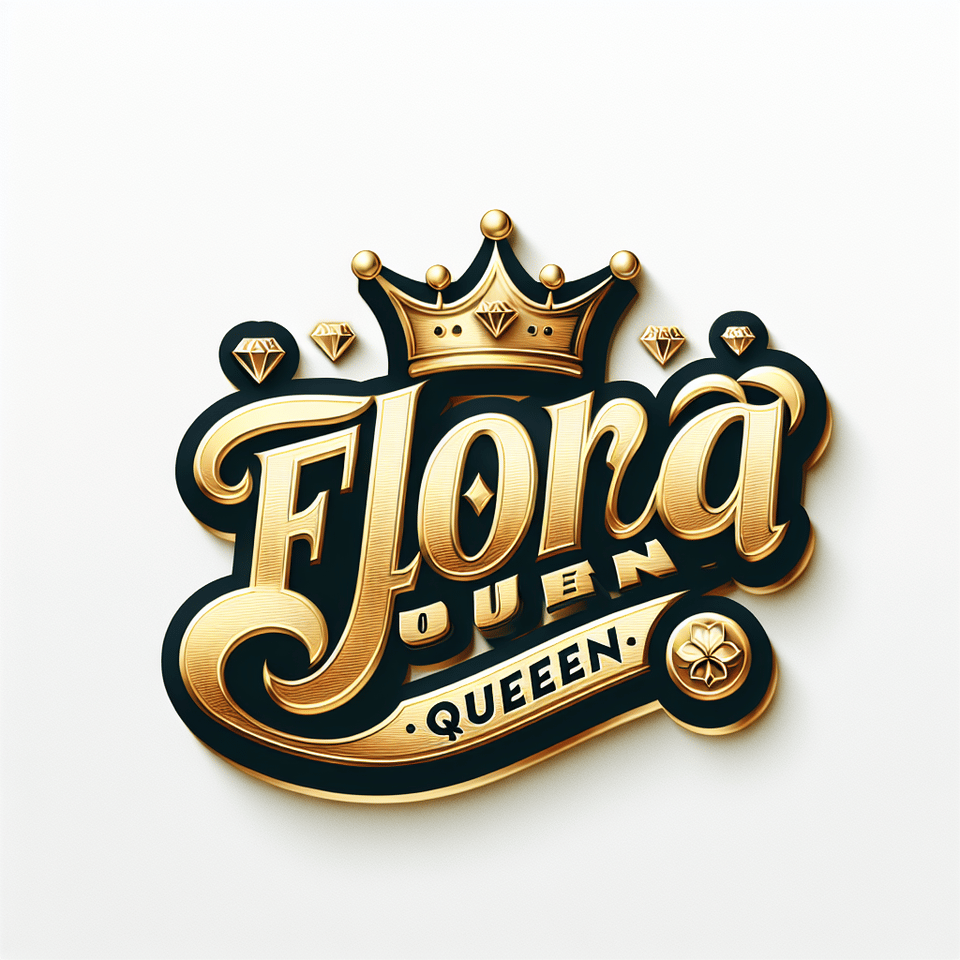 text Flora Queen with casino golden luxury text effect with crown and diamond on white background text effect image